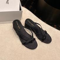 Mezzanine flip-flops women's summer outer wear thin strap heel cool slippers 34 juoda
