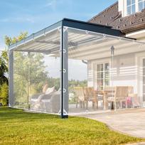 420 g/m² PVC Tarpaulin Transparent with Zip, Waterproof Tarpaulin for Outdoor Furniture, Porch, Pergola 2.4Mx2.1M