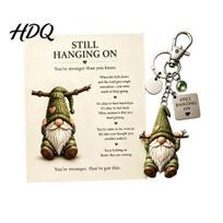 Cartoon Gnome Keychain with Inspirational Card Still Hanging On Keep Growing Fine Multifunctional Your Path Dwarf Key Ring for Bags Backpacks A