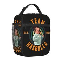 Funny Hasbulla Smile Resuable Lunch Box for Women Men Waterproof Mini Khabib Thermal Cooler Insulated Lunch Bag for Work Picnic 26x21x11CM smėlis