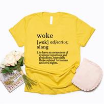 Woke Shirt Equal Rights Tee Liberal Tshirt Woke Definition Gift Unisex T-shirts Short Sleeve Graphic T Shirts Social Justice Tee S geltona