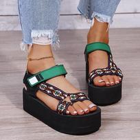 Summer Thick-soled Sponge Cake and Velcro Women's Sandals Beach Shoes 36 žalia