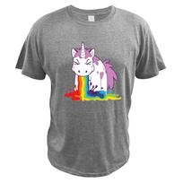 Unicorn T Shirt Rainbow Funny Spoof High Quality Cotton White Black Tops Cartoon T-shirt Gift EU Size S