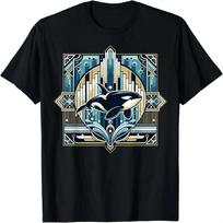 Retro Orca Whale Ocean Marine Life T-Shirt S įvairiaspalvis