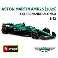 Bburago 1:43 Aston Martin 2025 F1 Racing AMR25 Die Cast Vehicles Model Formula Racing Car Toys Acrylic Box