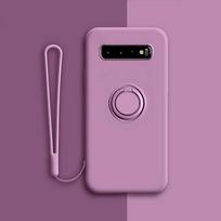 Minkštas silikoninis dėklas Samsung Galaxy S10 Plus S21 S20 FE Ultra S Note 20 9 10 S9 S8 S10E E Note20 Note9 Dangtelis Laikiklis Žiedas Stovas For Samsung A21s violetinė