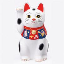 Yakushigama Lucky Charm Lucky Charm Maneki-neko (Large, White) - (Includes Sticker) balta