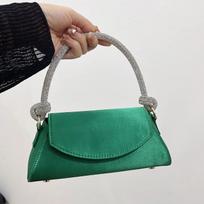Luxury Crystal Diamonds Women Designer Handbags Satin Evening Shoulder Bags for Women Silk Knot Wedding Party Clutch Sling Bag