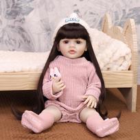 22 Inch Reborn Baby Doll Soft Silicone Vinyl Realistic 3D Skin Washable Newborn Girl Toy Children Birthday Gift 22 inch about 55cm