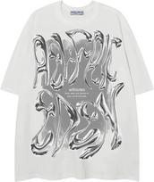 Aelfric Eden Metalic Graphic Tees Men Y2k Oversized T Shirts Women Vintage Tees Unisex Summer Tops XXXL