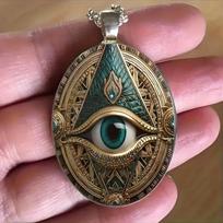 Pendant Plated & Mosaic Elegant Oval Amulet Design Necklace 50CM(Necklace Size)