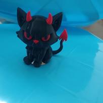 A posed Gothic black devil cat-shaped statue with horns, a durable plastic collectible, suitable for home/office decoration juoda