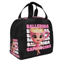 Italian Brainrot Ballerina Cappuccin Resuable Lunch Boxes Women Waterproof Meme Cooler Thermal Food Insulated Lunch Bag School One Size