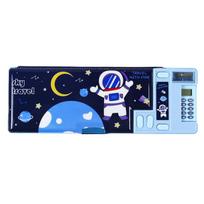 Stylish Kids' School Pencil Case With Built-in Calculator EVA PVC and Plastic Material Closure Perfect Gift tamsiai mėlyna spalva