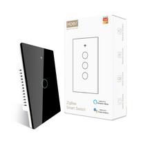 Tuya ZigBee 3.0 Smart Light Wall Switch Touch Switches  No Neutral No Capacitor  EU UK Standard 1/2/3/4 Gang Home Automation (Black,118mm*72mm&1gang) juoda