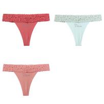 CINOON 3Pcs/Lot Women's Sexy Low-Rise Thong Lace Waistband Seamless Underwear Solid Color Lightweight Breathable Thong S