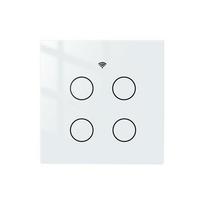 Tuya Moes Glass WiFi Wall Touch Panel Smart Light Switch 4 Gang RF Wireless  Muilti-Control Compatible with AlexaGoogle Home 86mm*86 mm&Eu Standard balta