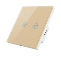 Glomarket Outlet Tuya Zigbee Smart Wall Switch Eu Standard 1-4 Gang Light Smart Switch Tempered Glass Touch Panel (Gold,86mm*86mm&EU Standard 1 Gang) auksas