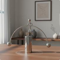 Metal Balancing Ornament Polished Desktop Silver Finish Tabletop Decorative Large Single Foot