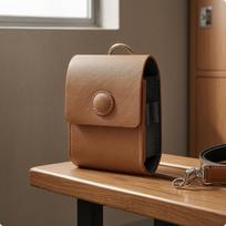 PU Leather Rangefinder Pouch Textured Finish Golf Flap Top Brown ruda