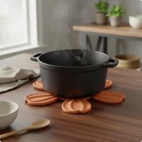 Silicone Heat Pad DoubleSided Pot Mat Flexible Molded Petal Relief for Kitchen, Dining kava