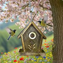 Metal Outdoor Bird Feeder Retractable Hanging Automatic Feeding Garden Decor