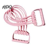 Strength Training Resistance Bands Pedal Band with Handle 8-Tube Ankle Puller Exerciser 8-tube Multifunction Tension Rope for Arm Leg Waist A rožinė