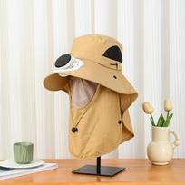 Portable Solar Rechargeable Fan Hat Long-lasting Wide Brim Fan Hat Fishing Sun Shading Hat  Travel chaki
