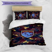 Aston Villa Football Printed 3 Pieces Bedding Set, Comfortable Skin Friendly Bedroom Duvet Cover Set 135cm*200cm