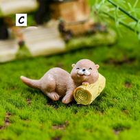 Dollhouse Home Decor Fairy Garden Otters Figurine Micro Landscape Animal Model Miniature Water Dog C