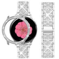 Dėklo dėklo apsauga, skirta Samsung Galaxy Watch 6 5 40 mm 44 mm metalinė apyrankė, skirta Galaxy Watch 4 44 mm 40 mm juosta deimantiniu dangteliu Galaxy watch 5 40mm sidabras