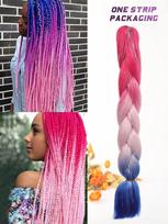 24 colių sintetiniai plaukai pynimui, su blizgučiais ir blizgučiais, trijų spalvų sintetiniai plaukų priauginimai, jumbo pynės, 1 vnt. 24inch pink