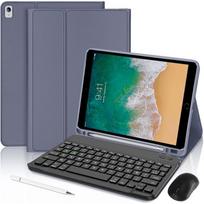 Keyboard Case for iPad Air 3 10.5  / iPad Pro 10.5  - Purple PU Leather with Keyboard + Mouse + Stylus