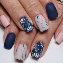 24 Pcs Autumn Winter Press On Nails Square Artificial Nails Glittering Full Cover Stick on Nails Petals False Nails 1