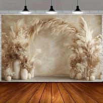2D Rustic Pampas Grass Backdrop for Boho Weddings, Natural Themes and Calm Content Creation 47.2x31.5inch/120*80cm