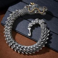 2026 Dragon Bracelet Thai Silver Men's Retro Domineering Trend Men's Bracelet Keel Cold Wind Advanced Sense 18CM