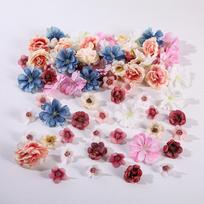 50Pcs Multicolor Faux Flower Heads DIY Silk Artificial Flowers Heads Fake Peony Daisy Rose Flowers Garden Wedding Decoration