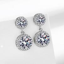High-end Luxury Princess Round Bag with Tassel for Women Zircon Earrings 1cm*3cm