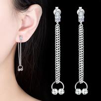 Fashionable Back-hanging Mid-length Tassel Style for Women Earrings 1cm*3cm