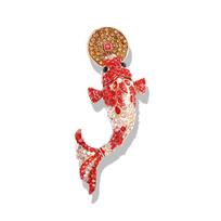 High-end Light Luxury Colorful Koi Copper Coins Retro Accessories Women's Pendant Brooch 3cm*5cm