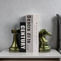 Bronze Chess Bookend - Home Decor and Accessories & Living Room Decor, Match Plants Resin Craft Ornament (Gray,One Size) pilka spalva