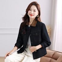 JOHLIN DREAM Color-block Lapel Denim Jacket 4XL juoda