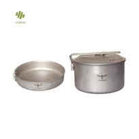 Hot Sale Factory Direct Ultra-light Titanium Pot Outdoor with Lid Pot Saucer Set with Handle sidabras