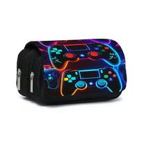 3D Cartoon Flip Pen Case Double-Layered Leather Game Controller Pencil Pouch Best Gift for Boys/Girls School Supplies mėlyna