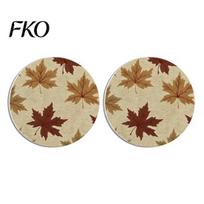 Soft Silicone Cup Pad 2Pcs Car Coaster, Round Non-Slip Heat Resistant Mat with Retro Interior Protection Accessories Floral Print, Waterproof Coaster A