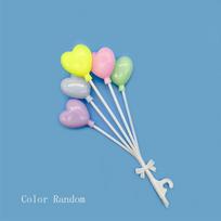 Heart Balloon Cake Toppers Round Dessert Balloon Plug-in Balloon Cake Flags  Children's Day 5 Heads-Heart