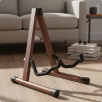 Medinis V formos gitaros stovas Universalus pritaikymas Stabilus muzikos instrumento laikiklis Acacia Wood black