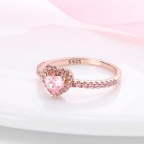 Rose Gold Plated Elegant Heart Halo Cocktail Ring Brilliant Multi Stone Fine Jewelry For Women And Teens 7