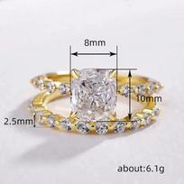 European and American Square Couple Rings, Niche Light Luxury Fashion Personality Rings, Temperament All-match Flash Rings 9&Q756gold