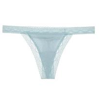 FINETOO S-XL Cotton Lace Women Thongs Female Lingerie Sexy T-bakck V Waist Intimate Soft Ladies Briefs 7 Colors S mėlyna